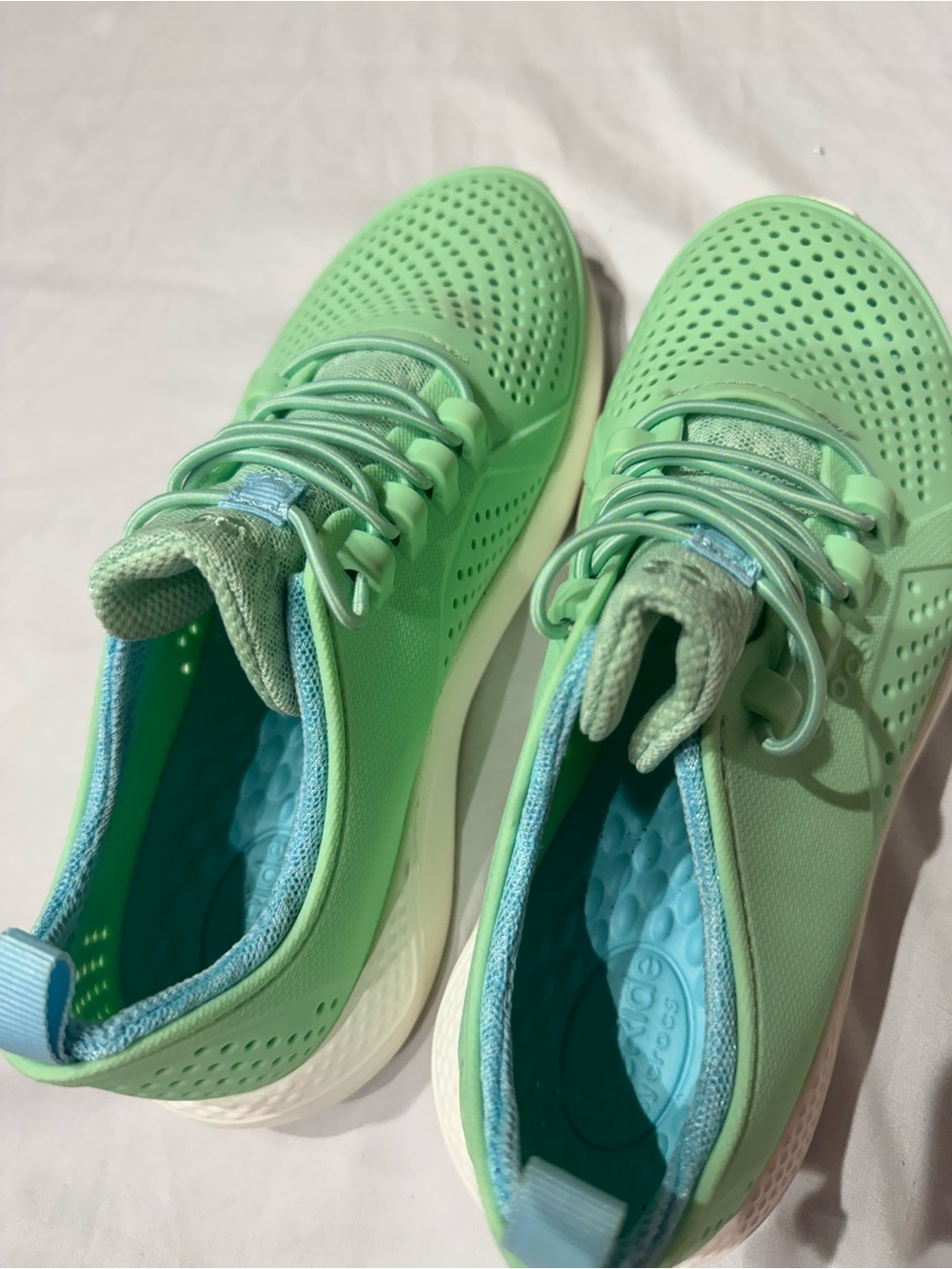CROCS Kids Mint Green Slip-On Mesh Sneakers